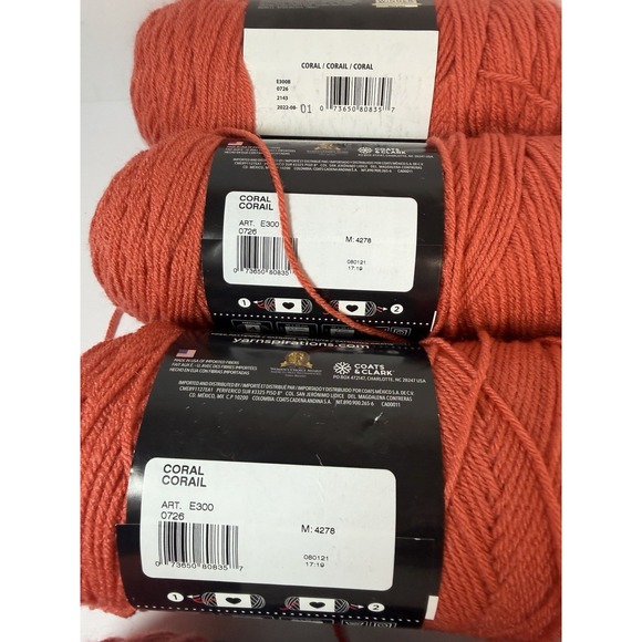 Red Heart Super Saver Yarn Coral 5 Skeins 7oz 364 Yds Each - Picture 6 of 8